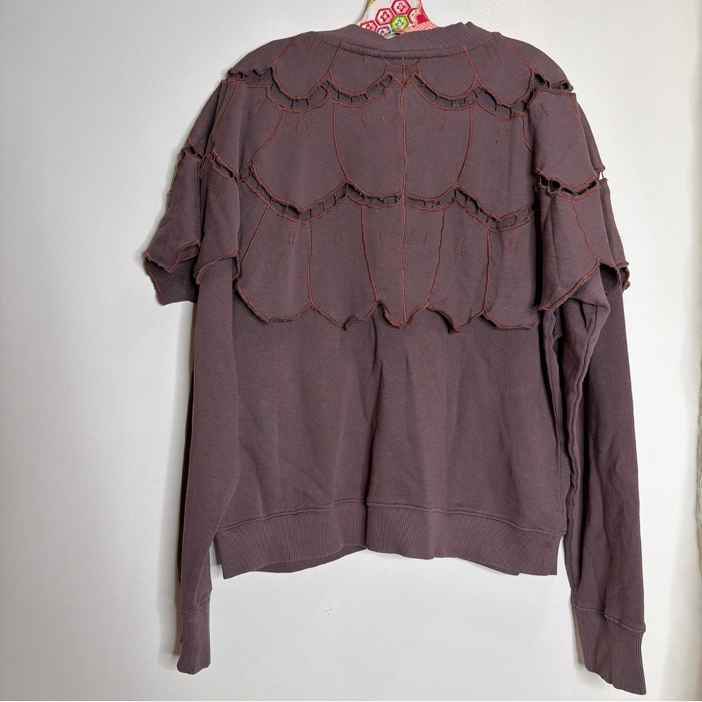 Free People Fluttercape Sweatshirt Cutwork Embroidered Cape Cardigan XL - Picture 8 of 8
